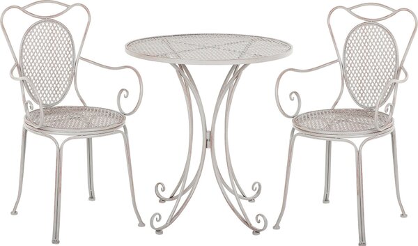 BELIANI Set da balcone tavolo e 2 sedie in metallo grigio in stile francese per balcone e giardino