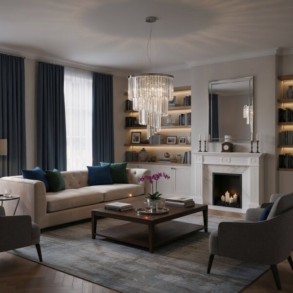 Ideal Lux - Lampadario di cristallo a sospensione CARLTON 12xE14/40W/230V diametro 50 cm cromo