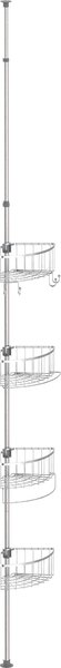 Mensola doccia telescopica eisl con 4 cestini doccia, mensola telescopica, mensola doccia senza foratura, accessori bagno, acciaio inox