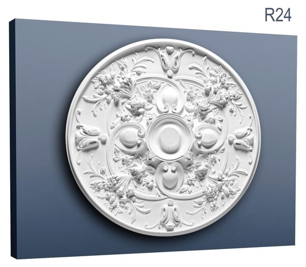 Orac R24 Luxxus Rosone da soffitto Profilo decorativo Rosone da parete in stucco Elemento decorativo classico Bianco Alta qualità | Diametro 79 Cm