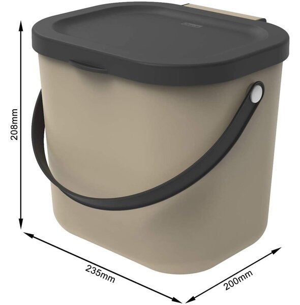 Bidone per l'umido marrone chiaro 6 l Albula – Rotho