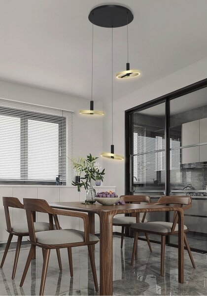 Wofi 5016-304 - Lampadario a sospensione con filo LED dimmerabile BREST LED/26W/230V nero/oro