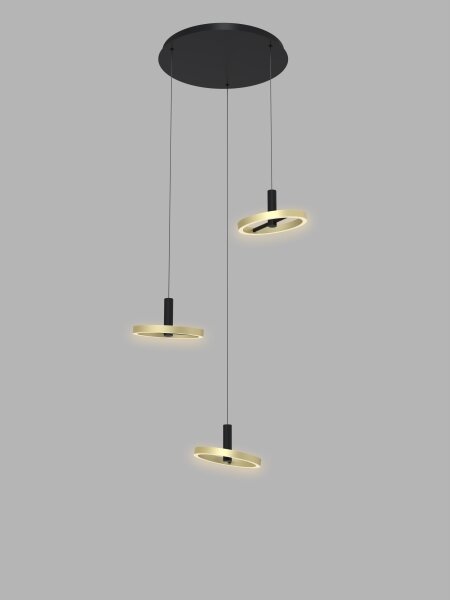 Wofi 5016-304 - Lampadario a sospensione con filo LED dimmerabile BREST LED/26W/230V nero/oro