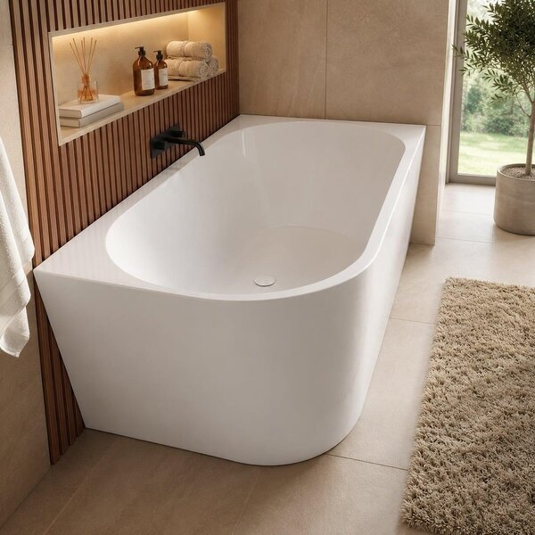 Badplaats Vasca da Bagno Isia 170 x 78 x 60 cm – Vasca Angolare – Bianco Lucido – Sinistra