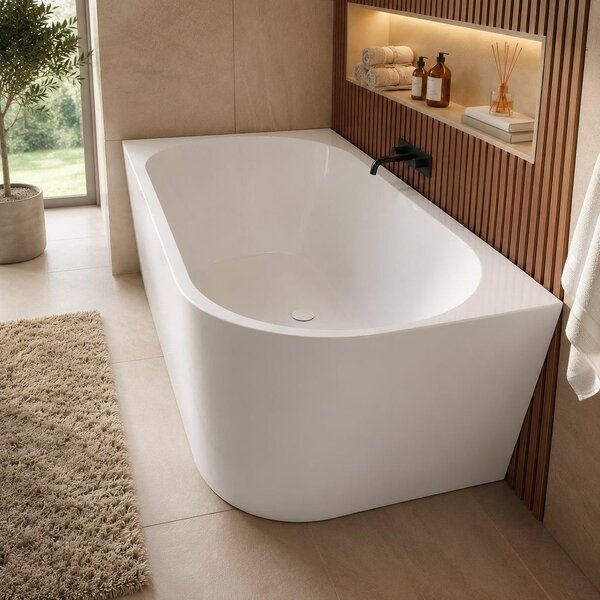 Badplaats Vasca da Bagno Isia 170 x 78 x 60 cm – Vasca Angolare – Bianco Lucido – Destra