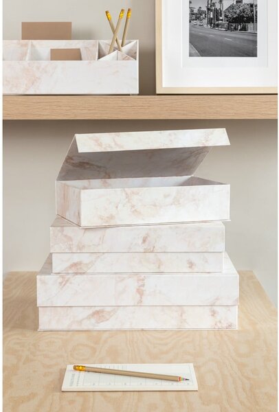 Scatole in set con coperchio beige in cartone 3 pz 42,5x29,5x13 cm Kian Paper Laminate – Bigso