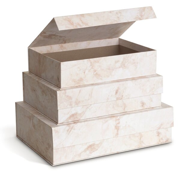 Scatole in set con coperchio beige in cartone 3 pz 42,5x29,5x13 cm Kian Paper Laminate – Bigso