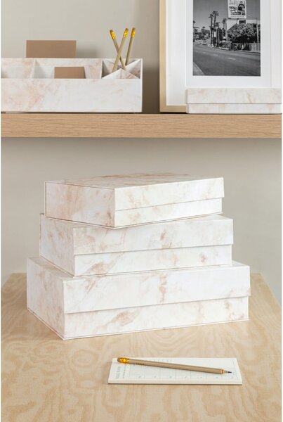 Scatole in set con coperchio beige in cartone 3 pz 42,5x29,5x13 cm Kian Paper Laminate – Bigso