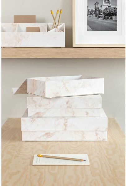 Scatole in set con coperchio beige in cartone 3 pz 42,5x29,5x13 cm Kian Paper Laminate – Bigso