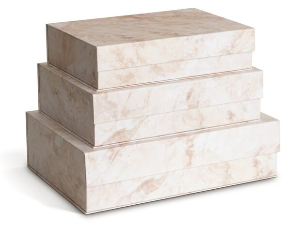 Scatole in set con coperchio beige in cartone 3 pz 42,5x29,5x13 cm Kian Paper Laminate – Bigso