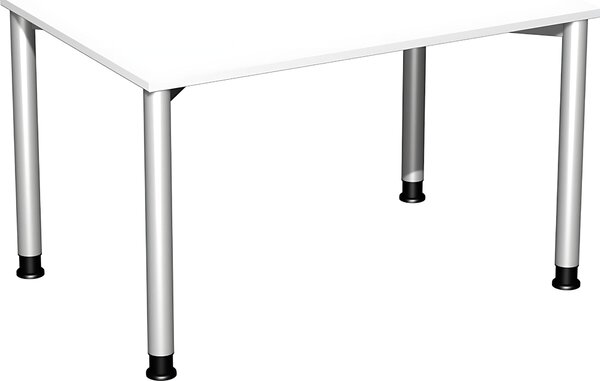 Scrivania L1200xD800mm alluminio bianco/bianco, 4 gambe Flex