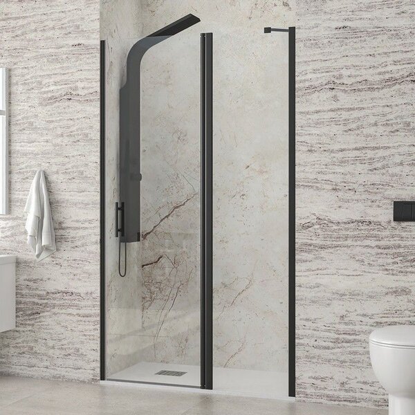 Kamalu porta doccia battente 80-85cm e fisso colore nero | kpx4000n