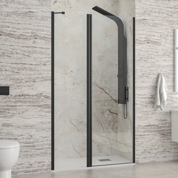 Kamalu porta doccia battente 80-85cm e fisso colore nero | kpx4000n