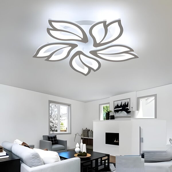 Lampadario a LED moderno, 65W, 5 luci, design a petalo