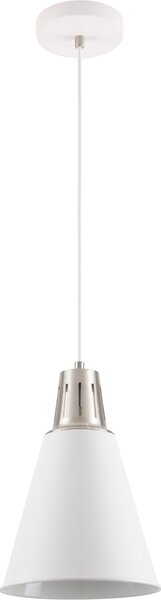 GTV - Lampada a sospensione GIANNI Lampada a sospensione Lampada da soffitto E27 bianco argento rame Paralume 22 cm regolabile in altezza Sala da pranzo Soggiorno Cucina Illuminazione moderna