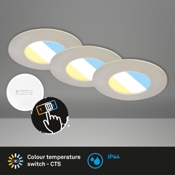 Briloner 7598032 -SET 3x Lampada LED da incasso per bagni LED/4,9W/230V IP44 cromo