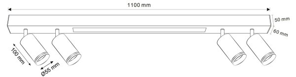 Plafoniera LED PARIGI LED/24W/230V + 4xGU10/10W nero
