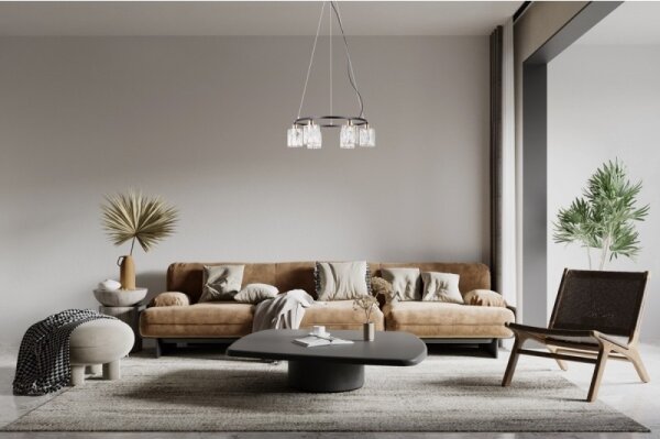 ITALUX PND-40814-6-BK-HBR - Lampadario a sospensione con cavo SIMONA 6xE14/40W/230V nero/oro