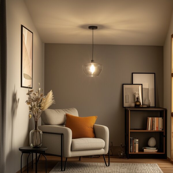 Lampada a sospensione su cavo SEVENTIES E27/40W/230V fumé/grigio