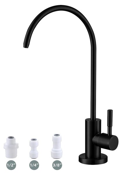 Rubinetto da cucina per acqua potabile - Sistema di osmosi inversa - Colore: nero opaco - Materiale: acciaio inossidabile SUS304