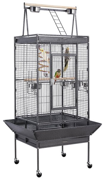 Yaheetech, voliera per uccelli, gabbia di grandi dimensioni con posatoio e mangiatoia, 81 x 77 x 174 cm