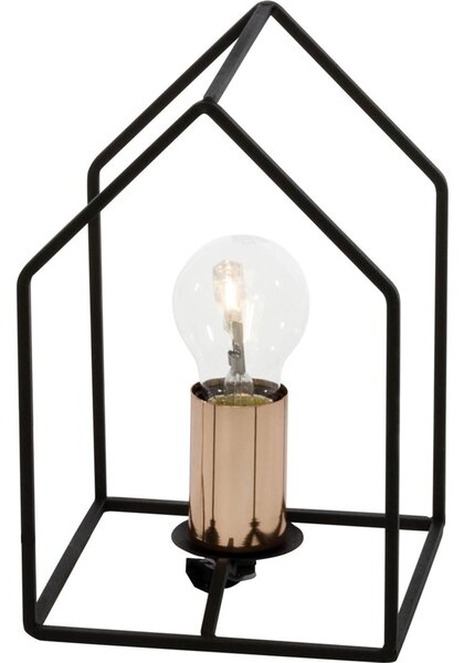 Lampada da tavolo Brilliant Home, nera e rame, in metallo