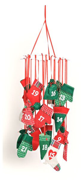 Calendario dell'Avvento a forma di stella, 80x30 cm, con tasche da riempire, calendario natalizio dell'Avvento