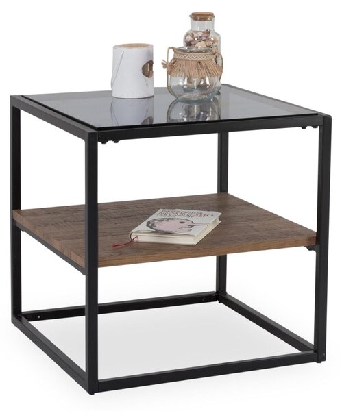 Tavolino/tavolino da caffè M2 Kollektion Detroit, in legno, colore marrone e nero, dimensioni: 50 cm (larghezza/profondità)