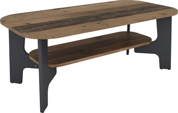 Tavolino JONNY di byLIVING / Melamina Old Wood, melamina antracite / L 110, A 42,5, P 55 cm / con ripiano