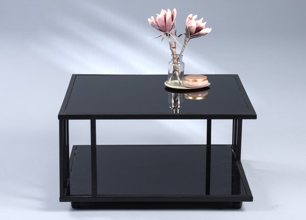 Tavolino Paris 2 in nero - vetro, metallo - 75x41x75cm
