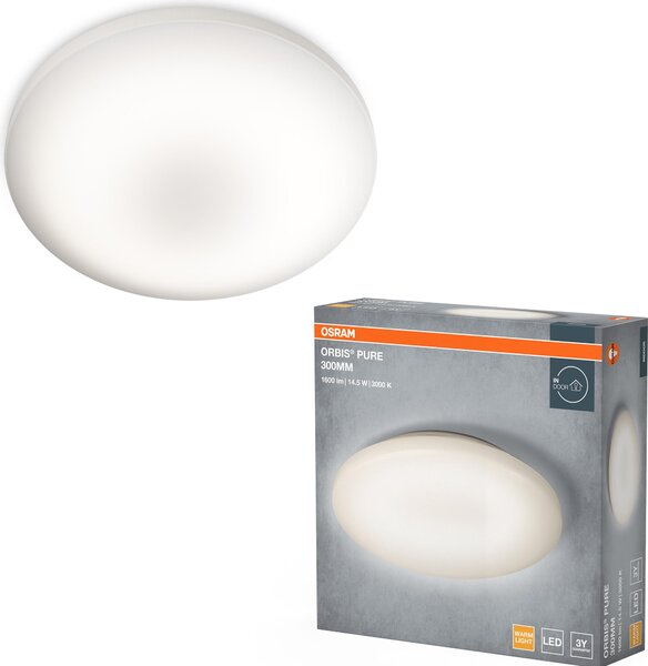 OSRAM Orbis Pure LED plafoniera applique 300mm 15,5W, plafoniera in bianco con alloggiamento in alluminio, protezione IP20, per l'illuminazione decorativa della casa