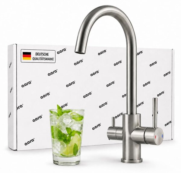 Rubinetto da cucina - Rubinetto a 3 vie - Acciaio inox 304 - Girevole a 360° - Per filtro dell'acqua e sistema a osmosi