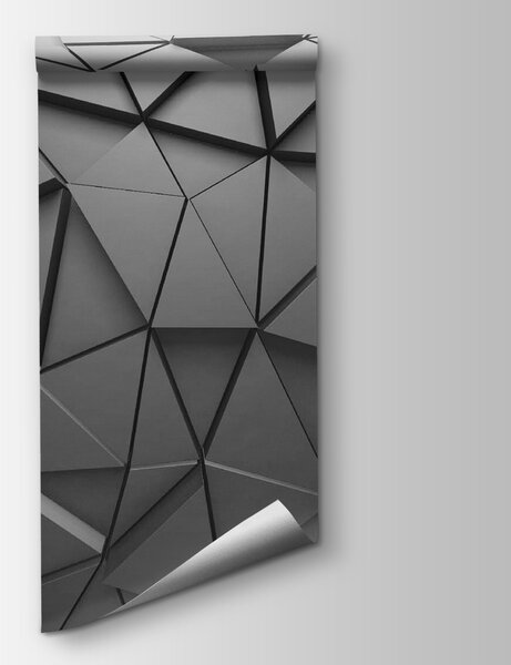 Carta da parati Sfaccettature nere, Giochi di triangoli, Effetto 3D, u03062 - Tapeko.it