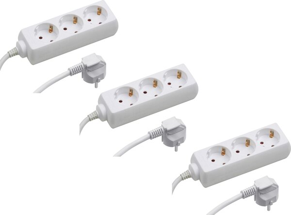 Meister Ciabatta elettrica a 3 prese 3 pezzi Cavo da 5 m bianco IP20 Per interni