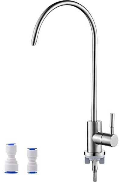 Rubinetto da cucina con filtro dell'acqua - Girevole a 360° - Acciaio inossidabile - Argento - Con adattatore per rubinetto