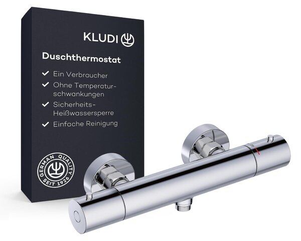 Miscelatore per doccia KLUDI-X1, termostatico con limitatore di temperatura, soffione da parete