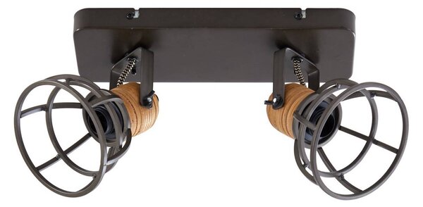 Lindby Arinthea faretto da soffitto, 2 luci, nero, acciaio, E14