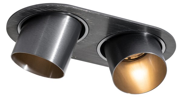 Faretto da incasso rotondo colore canna di fucile GU10 50mm 2 luci - Installa