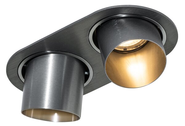 Faretto da incasso rotondo colore canna di fucile GU10 50mm 2 luci - Installa