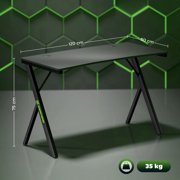 HOMCOM Scrivania Gaming con Luci LED RGB Regolabili e Gambe a K, in Legno e Acciaio, 120x60x75 cm, Nero