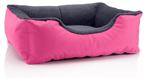 Letto per cani BedDog TEDDY, divano per cani lavabile con bordo e cuscino, PINK-ROCK (rosa/grigio), (M) ca. 70x55x18 cm