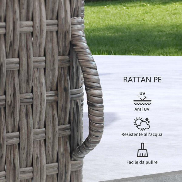 Outsunny Armadio da Giardino in Rattan PE con 2 Vani, 60x63x120cm, Grigio|Aosom