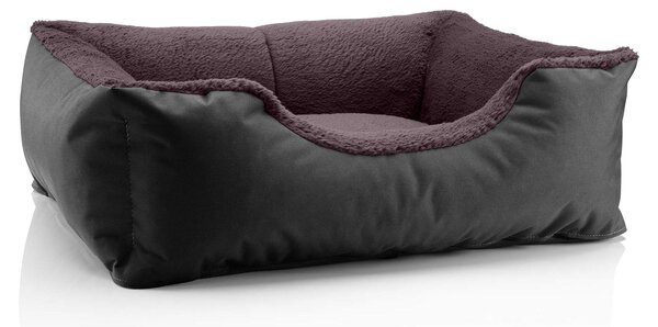 Letto per cani BedDog TEDDY, divano per cani lavabile con bordo e cuscino, BLACK-FIELD (nero/marrone), (M) ca. 70x55x18 cm