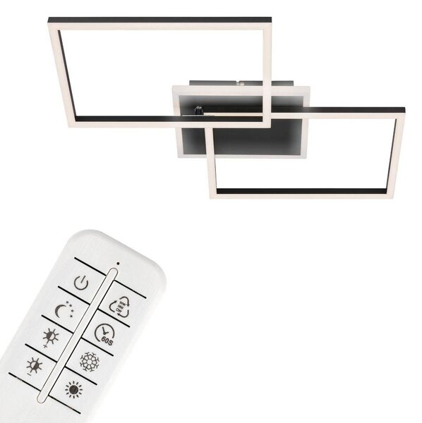 Lampada da soffitto a LED CCT dimmerabile telecomando timer 40W nero metallo Briloner
