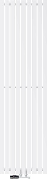 LuxeBath Stella Design radiatore a pannello attacco centrale 480 x 1800 mm Bianco con set di attacchi incl. termostato Parete d'angolo Bianco - Piatto, senza elemento riscaldante