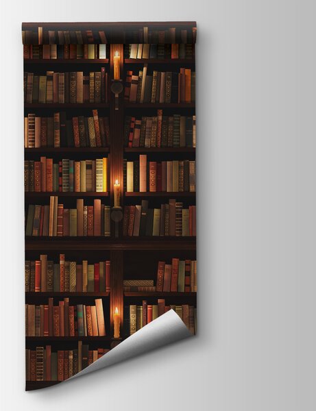 Carta da parati Biblioteca in ombra calda, Città e architettura, Effetto 3D - Tapeko.it