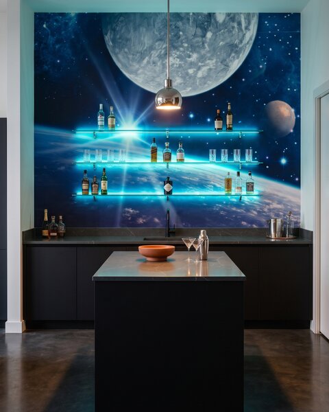 Carta da parati Luna tra stelle blu, Spazio e pianeti - Tapeko.it
