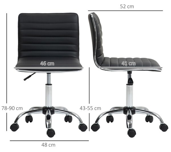 HOMCOM Sedia da Ufficio Girevole a 360° con Altezza Regolabile e 5 Ruote, Poltrona da Ufficio Imbottita Ergonomica in Pelle PU, Nero|Aosom Italy