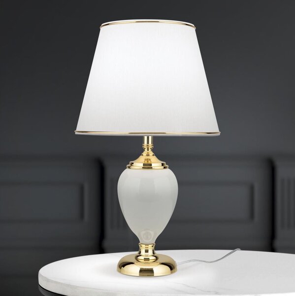 Orion LA 4-1229 - Lampada da tavolo OVUM 1xE27/40W/230V 48 cm ceramiche bianco/oro