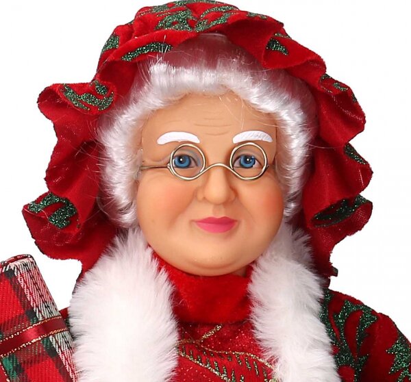 Babbo natale tessuto signora damascato rosso cm0h45